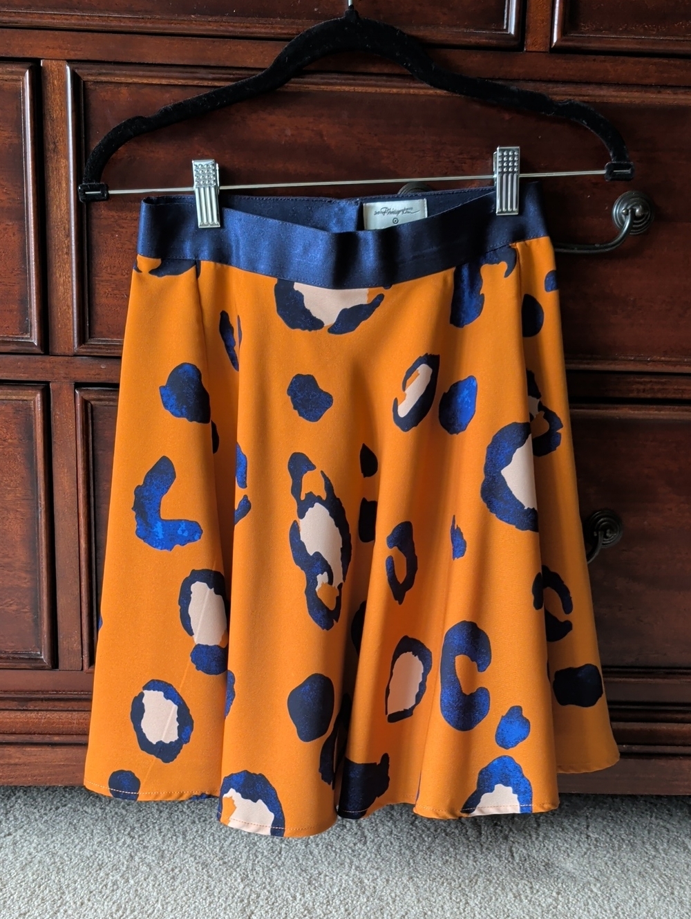 3.1 Phillip Lim for Target Orange Circle-Print Skater Skirt with Navy Waistband